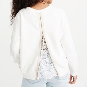 A&F Zipper Back Lace Crew Sweater